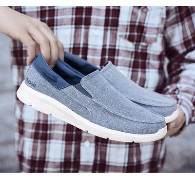 Men’s Summer Breathable Canvas Shoes Lightweight Slip-On Casual Flats
