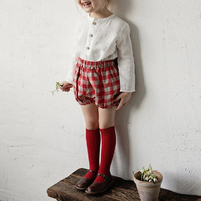 Chic Casual Cotton Linen Shirt Children's 2024 New Retro