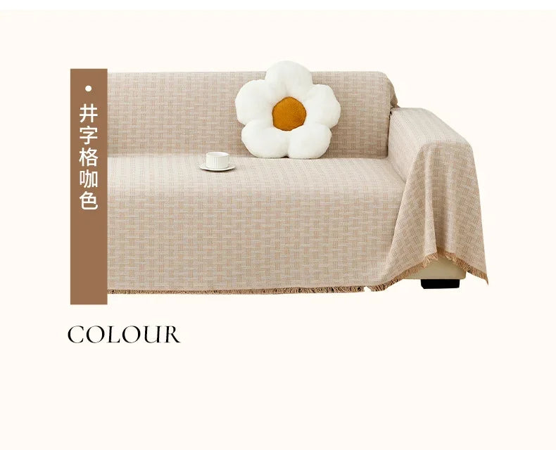 1PC Cotton Linen Sofa Throw Blanket