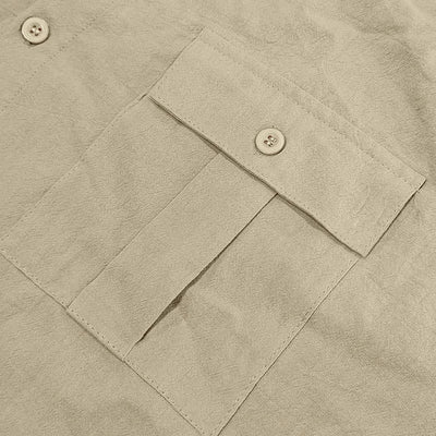 Men's Cotton Linen Short-Sleeved Shirt Summer Solid Color