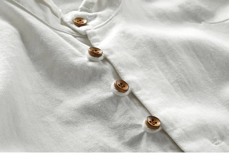 Men’s Cotton Linen Casual Long Sleeve Shirt