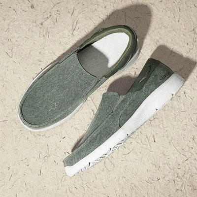 Men’s Summer Breathable Canvas Shoes Lightweight Slip-On Casual Flats