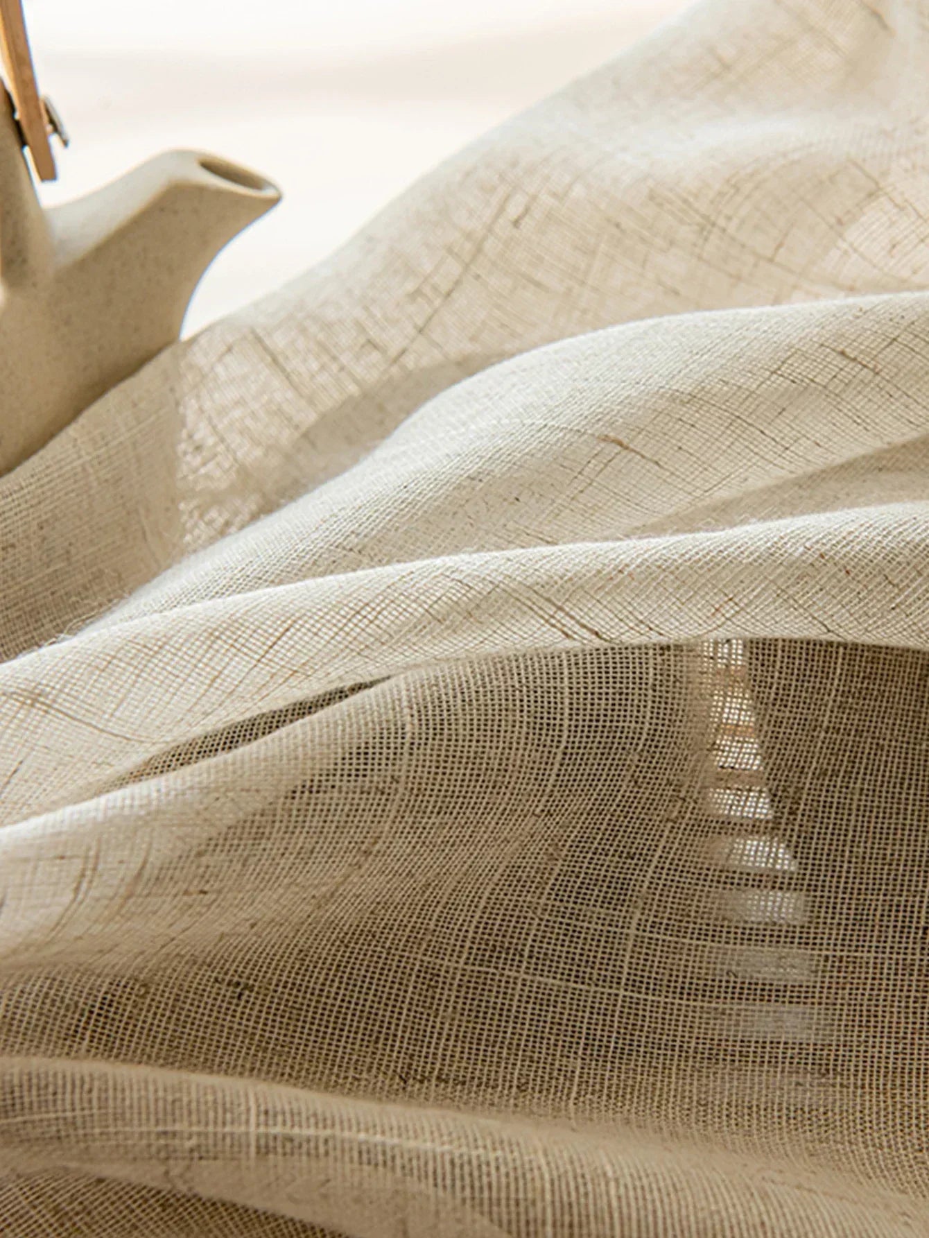 Pastoral Style Embroidered Geometric Semi Sheer Curtains