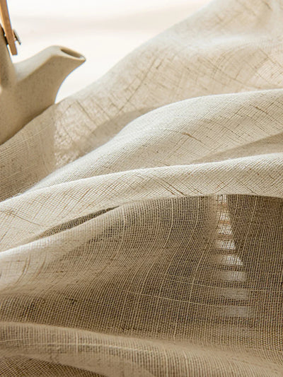 Pastoral Style Embroidered Geometric Semi Sheer Curtains