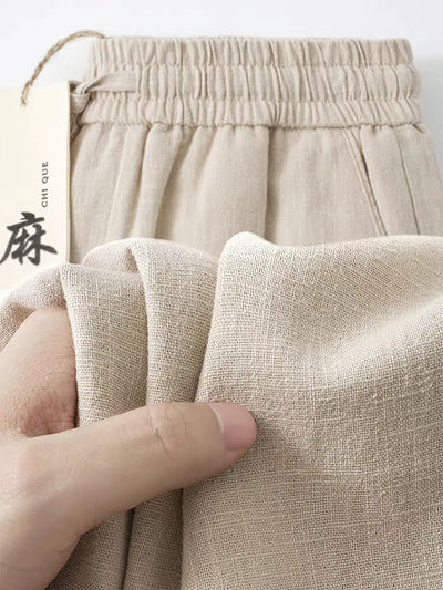 Straight Casual Cotton Linen Pants Men Wide Leg Lightweight Baggy Cotton Sweatpants Male Sport Jogger Straight Work Trousers