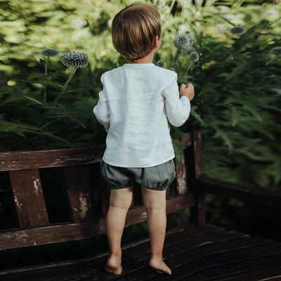 Chic Casual Cotton Linen Shirt Children's 2024 New Retro