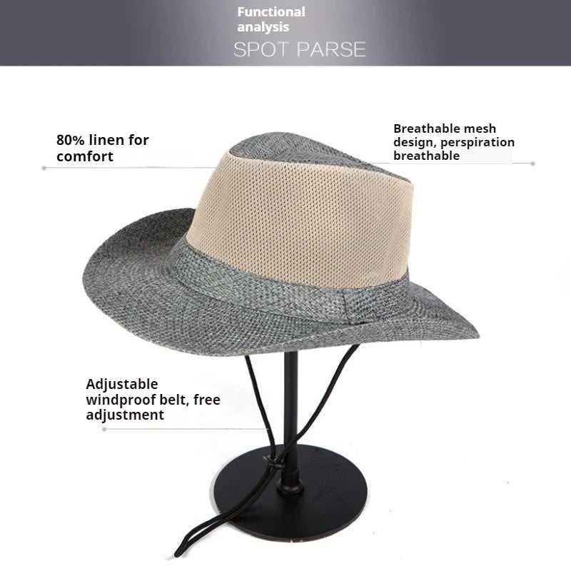 Summer Linen Hollowing Sun Hats British Gentleman