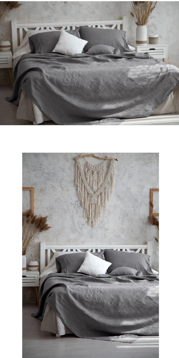 Pure Linen Bed Sheets Stone Washed French Linen