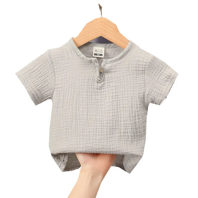 children t shirts fashion linen pleated boys t shirt