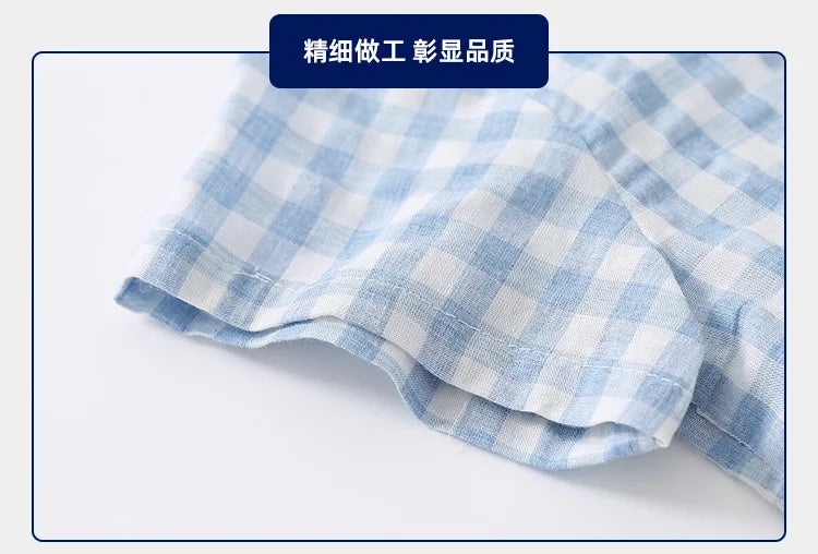 Summer Cotton Linen Boys Shirt Children Clothes Kids Tops