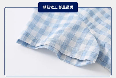 Summer Cotton Linen Boys Shirt Children Clothes Kids Tops