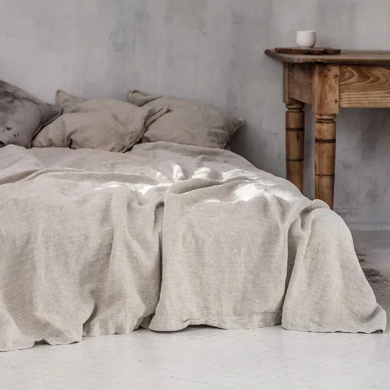 Pure Linen Bed Sheets Stone Washed French Linen