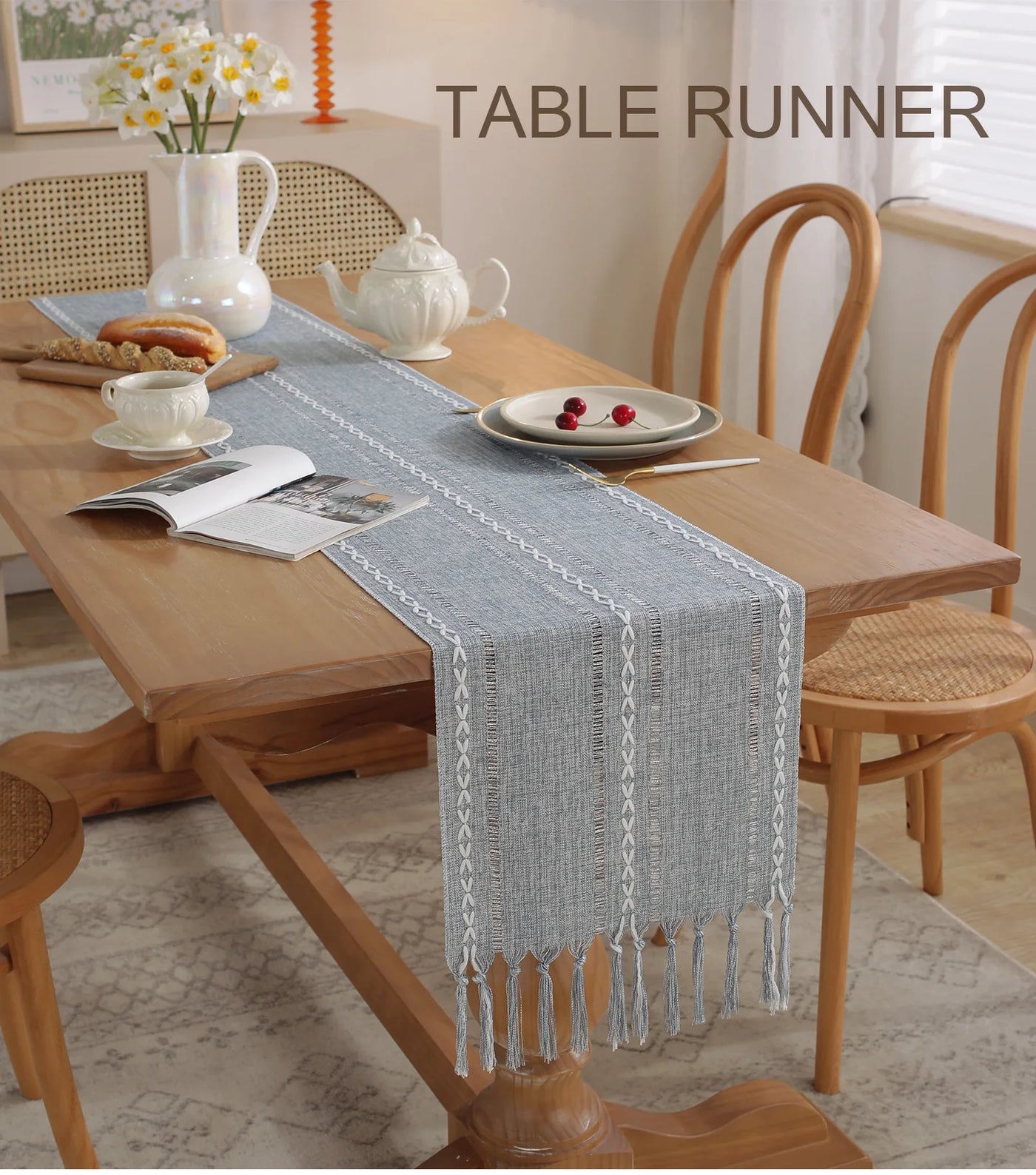 Rustic Embroidered Woven Polyester Fabric