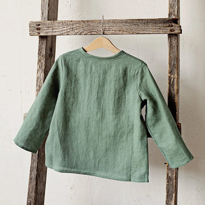Chic Casual Cotton Linen Shirt Children's 2024 New Retro