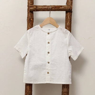 Boys Cotton And Linen Short-Sleeved