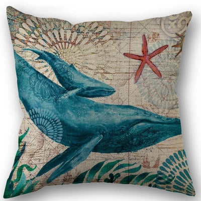 Marine Life Turtle Seahorse Whale Octopus Cushion