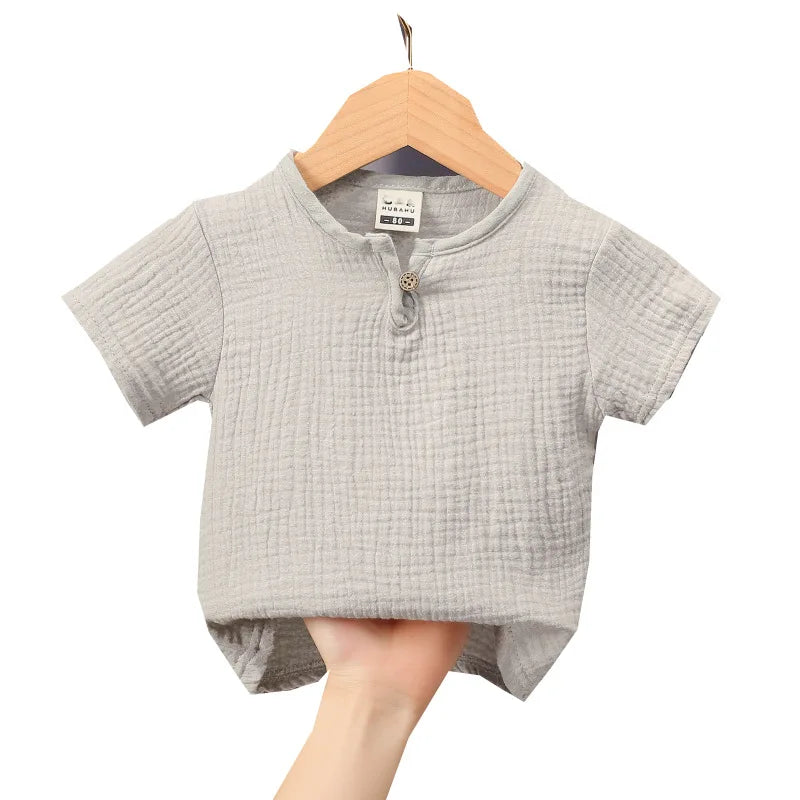 children t shirts fashion linen pleated boys t shirt