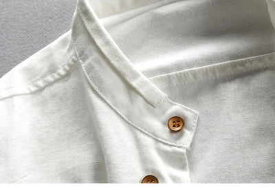 Men’s Cotton Linen Casual Long Sleeve Shirt