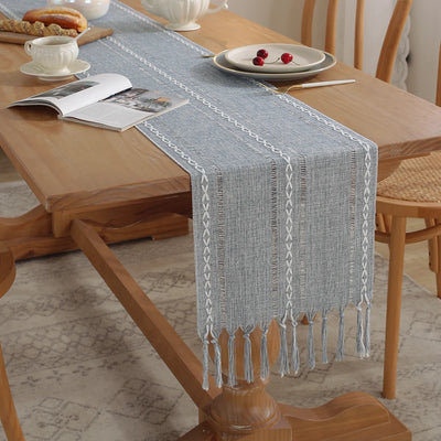 Rustic Embroidered Woven Polyester Fabric