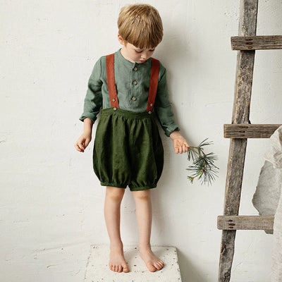 Chic Casual Cotton Linen Shirt Children's 2024 New Retro