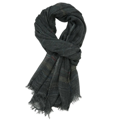 European and American Bandana Scarf Cotton Linen Yarn-dyed Striped Scarves Tassel Long Shawl Male Accessories