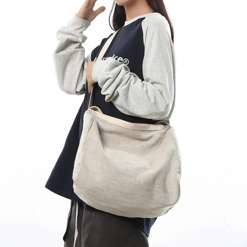Women Large Capacity Cotton Linen Shoulder Tote Bag