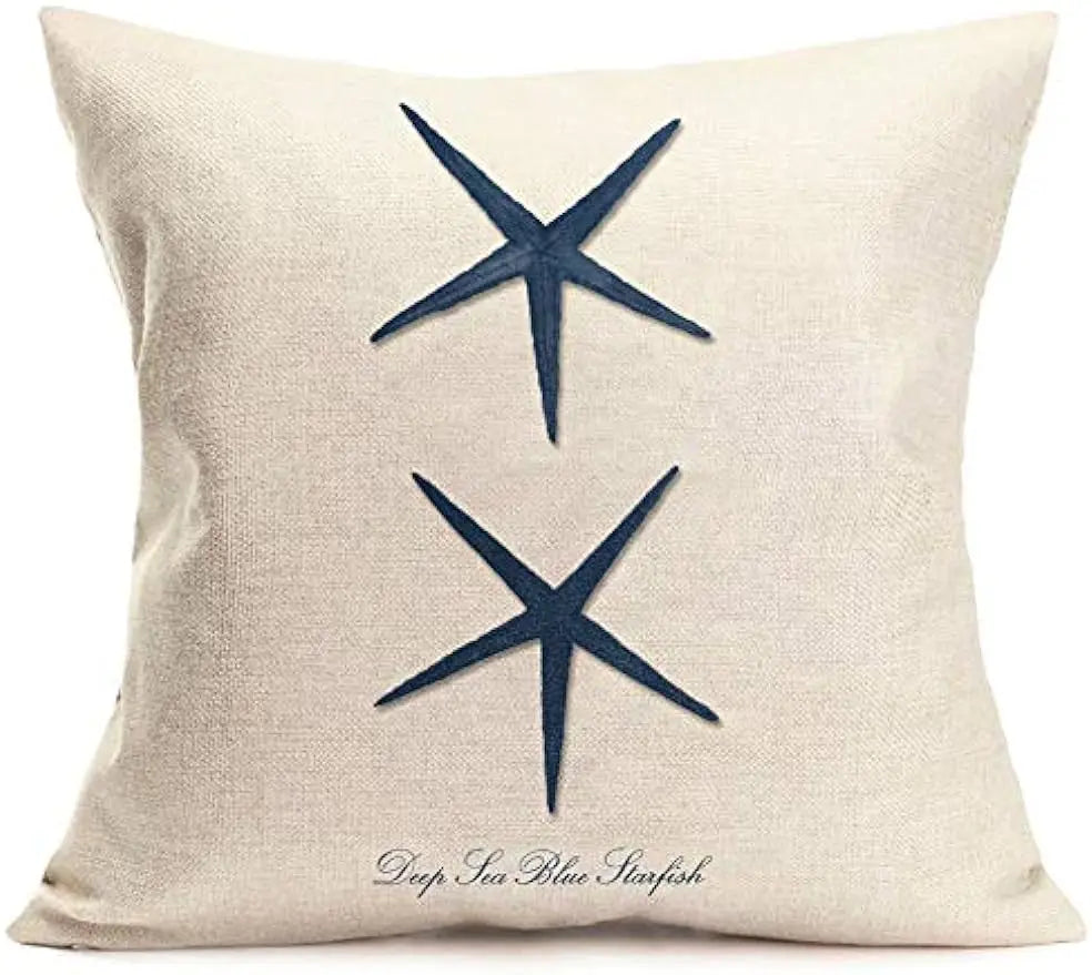 Ocean sailing theme set linen marine life blue pillow case