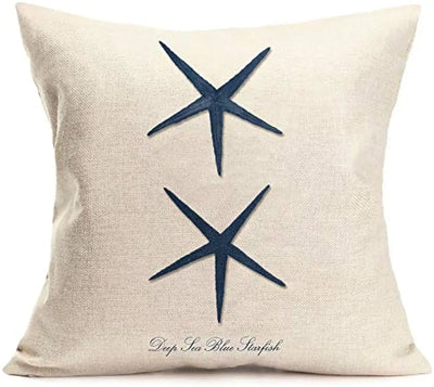 Ocean sailing theme set linen marine life blue pillow case