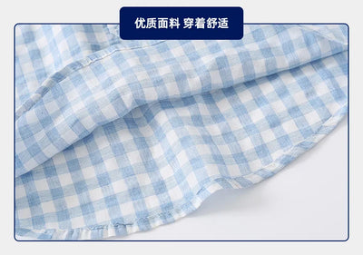 Summer Cotton Linen Boys Shirt Children Clothes Kids Tops