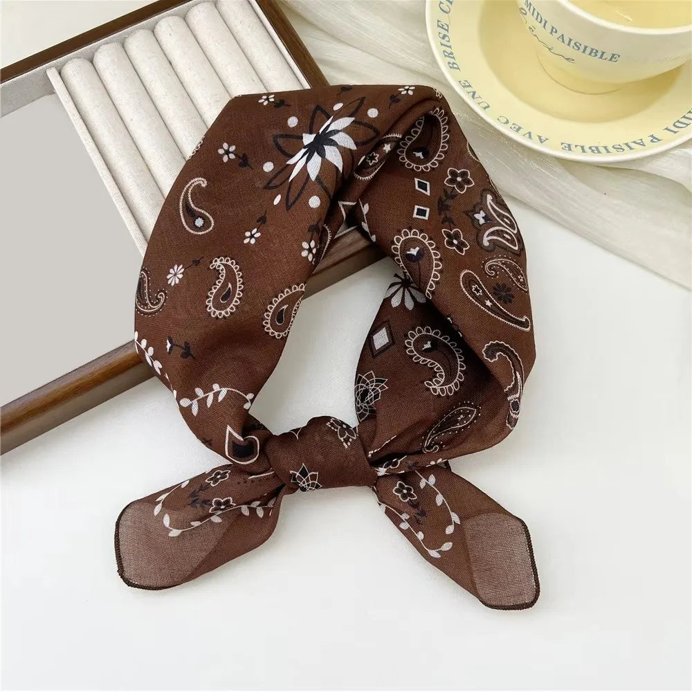 1pcscotton and linen square scarf, cherry blossom printed tie scarf, headscarf, women's filthy headscarf, women's headscarf, he