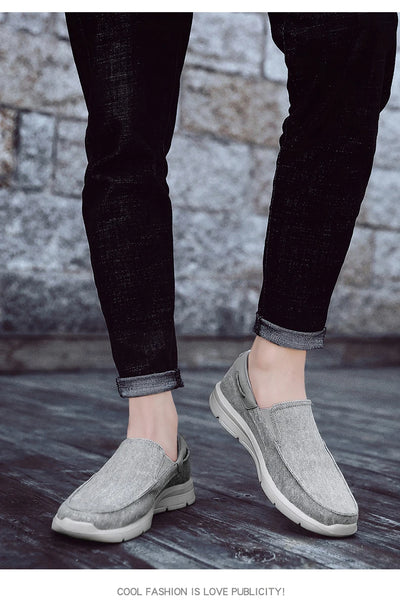 Men’s Summer Breathable Canvas Shoes Lightweight Slip-On Casual Flats