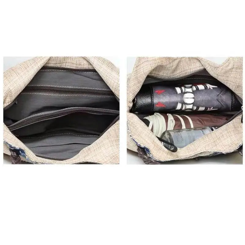 Vintage Linen Handbag for Women National Style Handle Bag