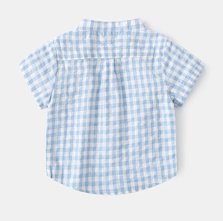 Summer Cotton Linen Boys Shirt Children Clothes Kids Tops