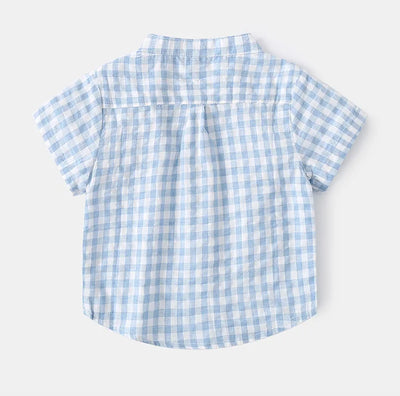 Summer Cotton Linen Boys Shirt Children Clothes Kids Tops