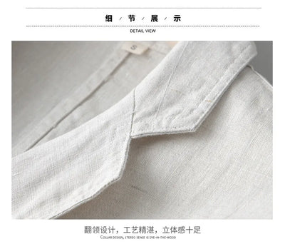 2025 Summer New Men's Linen Casual Suit Top Solid Color Lightweight Breathable Luxury Cotton Hemp Top 100% Linen Fabric