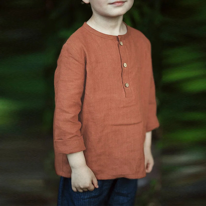 Chic Casual Cotton Linen Shirt Children's 2024 New Retro