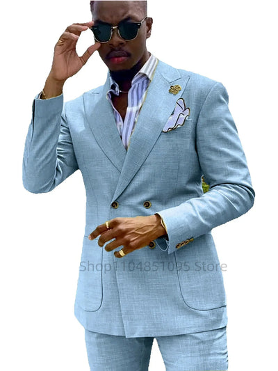 Casual Summer Linen Slim Fit Suits for Men