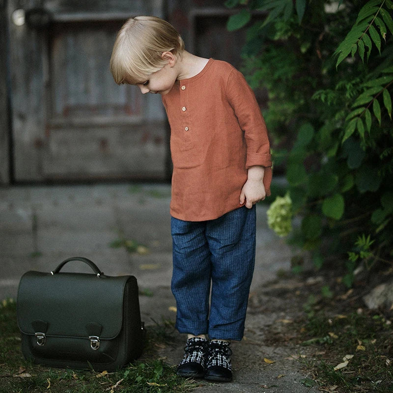 Chic Casual Cotton Linen Shirt Children's 2024 New Retro