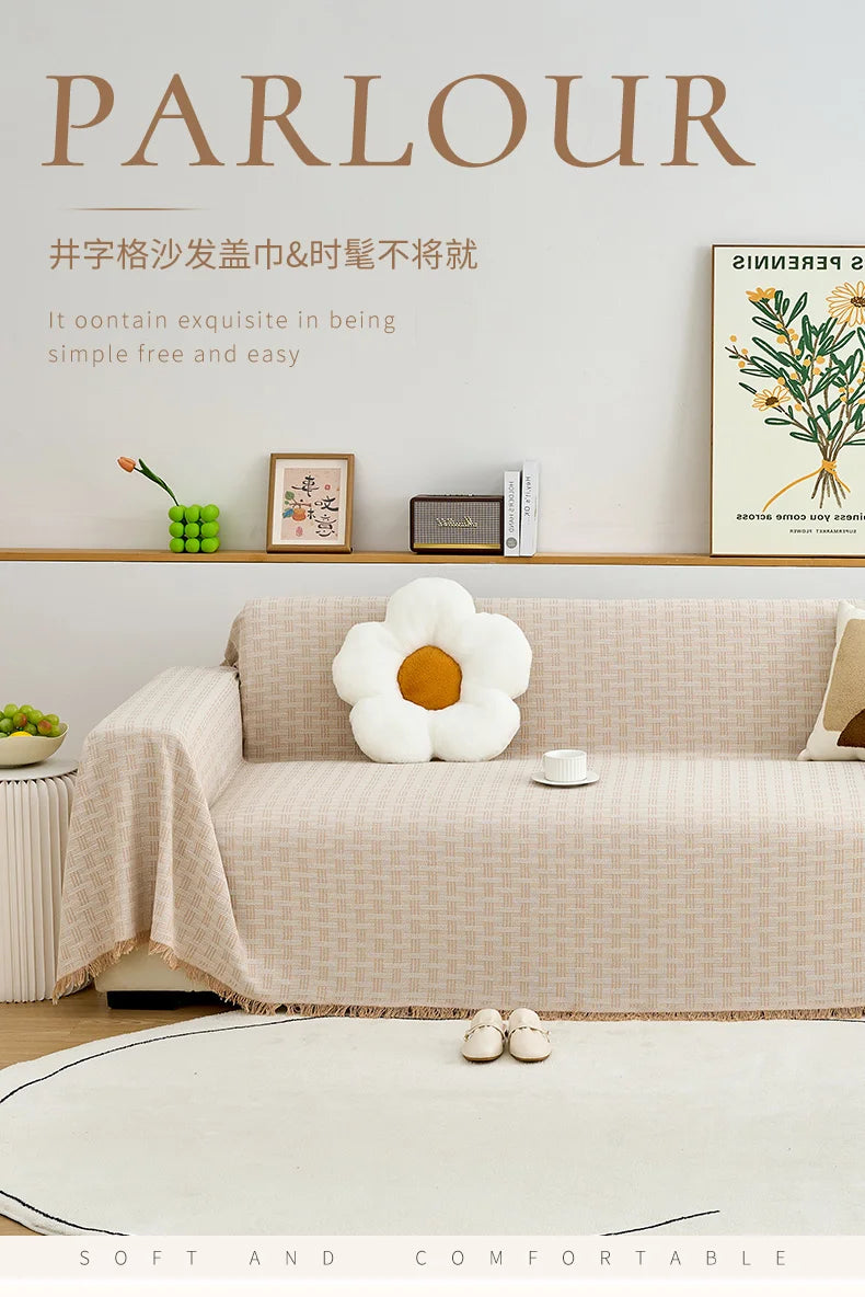 1PC Cotton Linen Sofa Throw Blanket