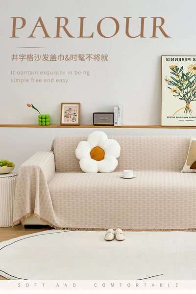 1PC Cotton Linen Sofa Throw Blanket