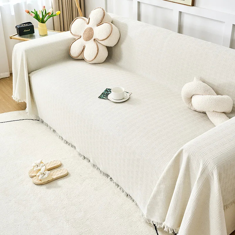 1PC Cotton Linen Sofa Throw Blanket