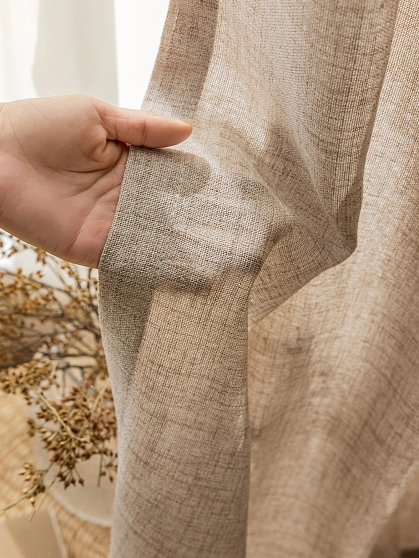 Linen-Effect Sheer Curtain Panel