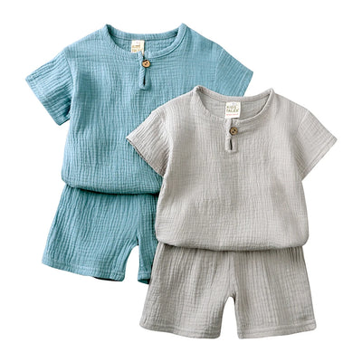 1-8T Kids Sets Summer Clothes Linen Cotton