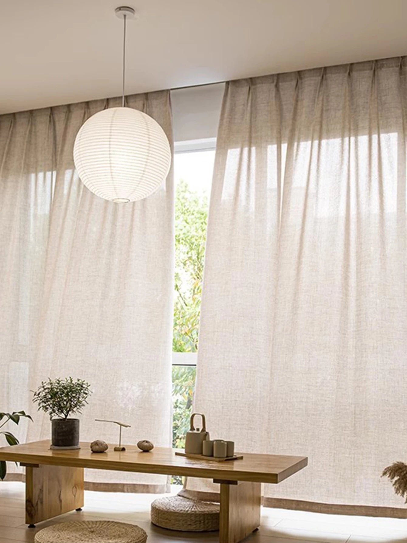 Sheer Linen Voile Curtain – Japanese & Korean Style, Custom Size