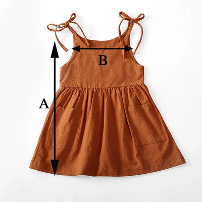 Kids Girls Summer Cotton Princess Dress Linen Suspenders