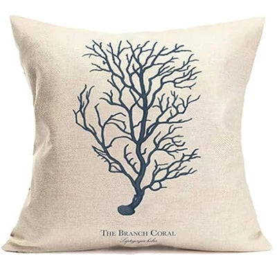 Ocean sailing theme set linen marine life blue pillow case