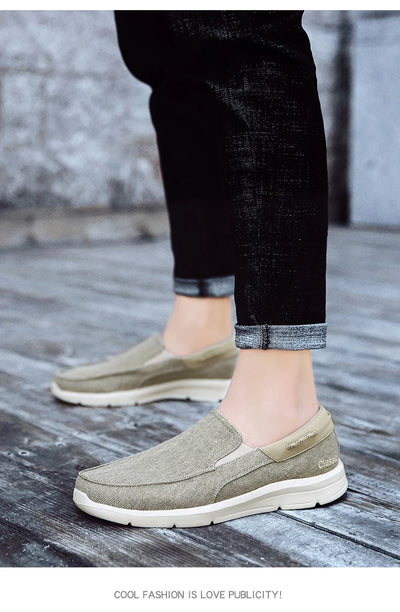 Men’s Summer Breathable Canvas Shoes Lightweight Slip-On Casual Flats
