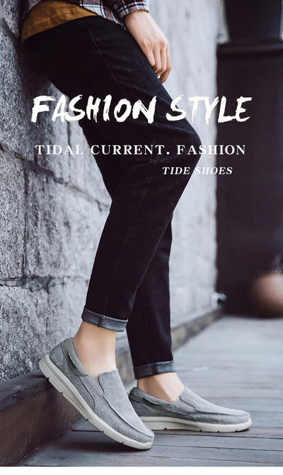 Men’s Summer Breathable Canvas Shoes Lightweight Slip-On Casual Flats