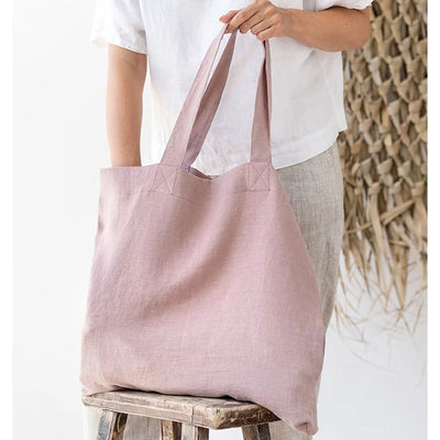 Linen 100% Pure Hemp Shoulder Bags Large Capacity Handbag Portable Shopping Bag Supermarket Environmental Cloth Pouch Women Bag
