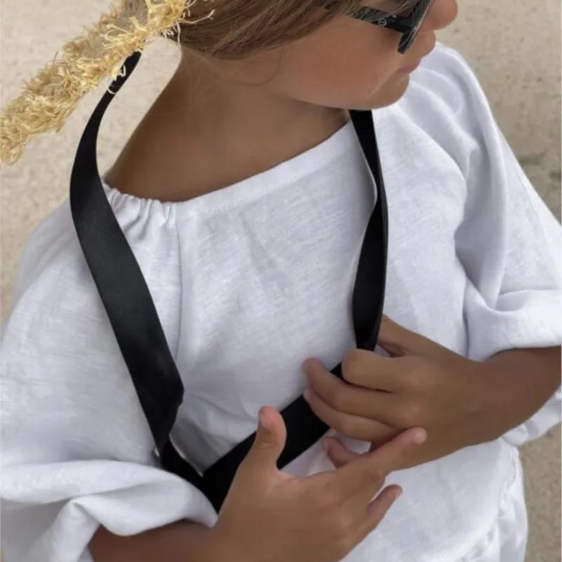 Fashion Baby Girl Linen Cotton Clothes Set Shirt